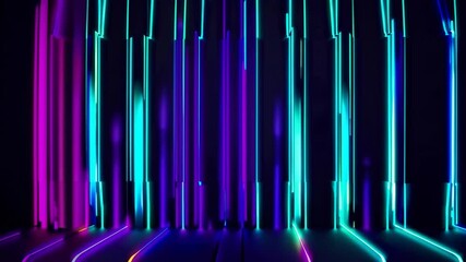 Wall Mural - futuristic neon gradient pattern with vertical glowing lines blending smooth and radiant colors. min