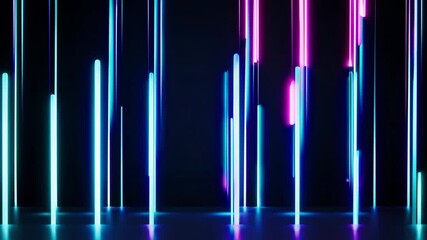Wall Mural - futuristic neon gradient pattern with vertical glowing lines blending smooth and radiant colors. min