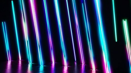Wall Mural - futuristic neon gradient pattern with vertical glowing lines blending smooth and radiant colors. min