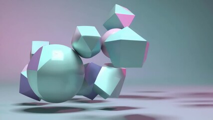 Wall Mural - geometric 3d smooth pastel shapes. abstract background with light colour palette