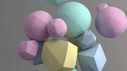 Wall Mural - geometric 3d smooth pastel shapes. abstract background with light colour palette