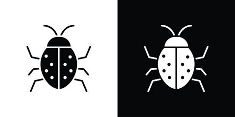 Bug icon in flat version on black and white background