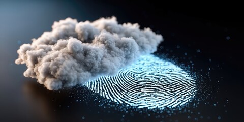 Aufkleber - Cloud Computing Security Concept With Fingerprint and Cloud, Representing Data Protection and Digital Transformation in Modern Technology : Generative AI