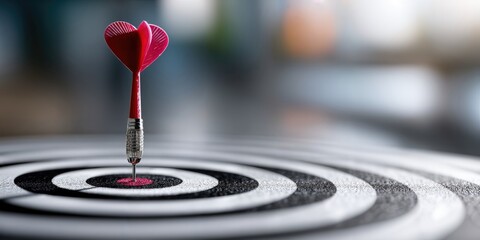 Aufkleber - Red Dart Hitting Center of Target, Symbolizing Precision, Business Strategy, and Achieving Goals Through Focus and Determination : Generative AI