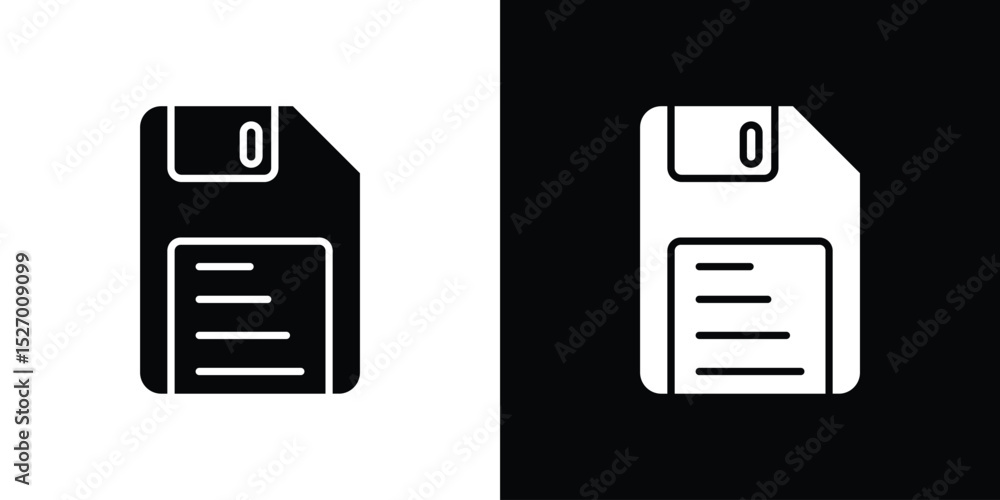 Floppy disk icon in flat version on black and white background Stock ...