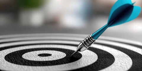Aufkleber - Blue Dart Hitting Bullseye on Target Board, Illustrating Precision and Strategic Goal Achievement for Business Marketing Campaigns : Generative AI