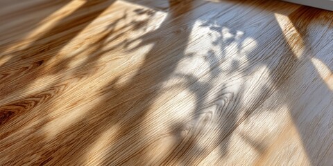 Aufkleber - Sunlight Streaming Across Wooden Floorboards, Evoking Warmth and a Sense of Home Improvement, Ideal for Interior Design and Real Estate Marketing : Generative AI