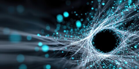 Poster - Abstract Network of Light Fibers and Glowing Nodes, Representing Connectivity and Digital Transformation in Technology and Science : Generative AI