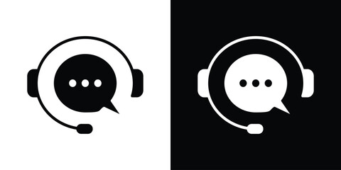 Wall Mural - live chat icon in flat version on black and white background