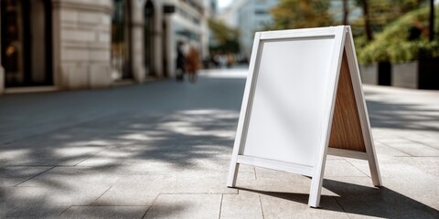 Aufkleber - Sidewalk Chalkboard Display on City Street, Ideal for Retail Promotion and Local Business Marketing, Presenting a Clean and Inviting Space for Advertising : Generative AI