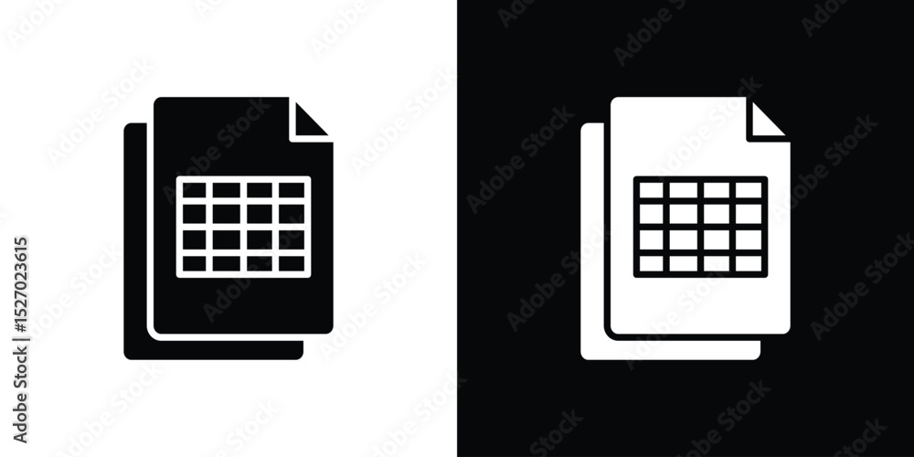 Multiple Spreadsheey Icon Spreadsheet icon in flat version on black and white background Stock ...