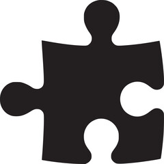 Wall Mural - A single black jigsaw puzzle piece isolated on a white background in a simple close up view