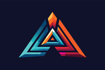Aufkleber - Colorful abstract vector logo featuring letter a in modern gradient style on dark blue background for creative brand identity and design