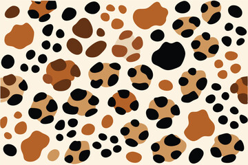 Aufkleber - Repeating animal pattern with brown spots and black dots design with cream colored background creating a fun, modern, and playful look