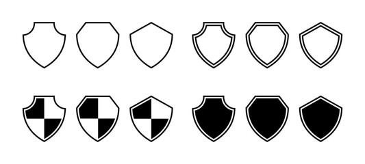 Aufkleber - set of shield icons. security shield protection icon in outline style