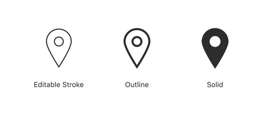 Fototapete - location pin icon in editable stroke, outline, and filled styles. for navigation, maps and geolocation designs in apps, websites and user interfaces