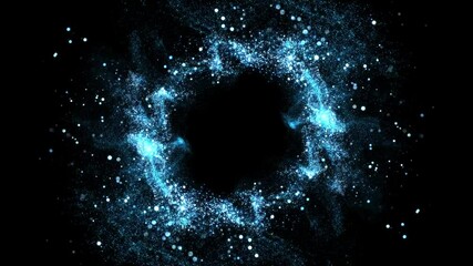 Wall Mural - blue spin particles flow, blue particles, blue dust, loop transparent video, motion background