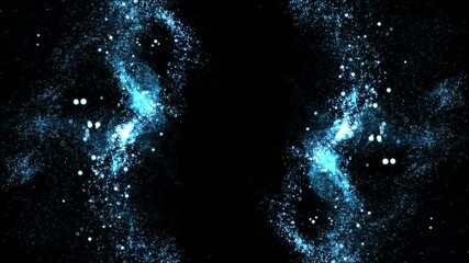 Wall Mural - blue smooth swirl particles flow, blue particles, blue dust, loop transparent video, motion background