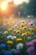© Vadym - Magical meadow at sunrise with colorful wildflowers. Floral landscape with bokeh, soft pastel tones, creating dreamy romantic scene. Fresh spring, summer mood. Natural light, beauty. Perfect