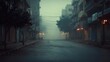 © Asim Ali - A desolate street shrouded in an eerie fog reminiscent of a haunting memory under the soft glow of street lamps and a
