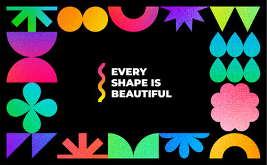 Poster - Abstract Vector Shapes Frame. Design Element with Flower, Star and Geometric Forms. Modern Sticker Graphic.