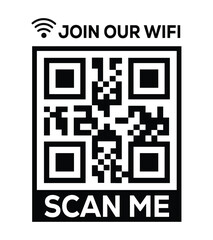 black and white qr code for wi-fi access with 