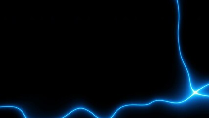 Leinwandbilder - Abstract background black gold yellow orange wavy neon glowing lines. Loop black background