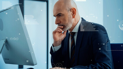 Aufkleber - Financial data concept visual with business people working in office