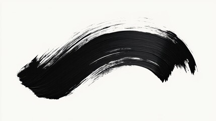 Wall Mural - abstract black paint brush stroke on white background.