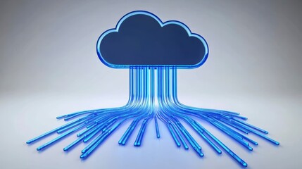 Wall Mural - 3d render of a cloud computing network, illustrating data storage and connectivity.
