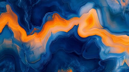 Wall Mural - abstract blue and orange marble texture.