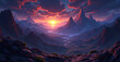 © ArtifyGraphy - Breathtaking sunset over majestic mountains serene landscape digital art vibrant environment panoramic view nature's beauty