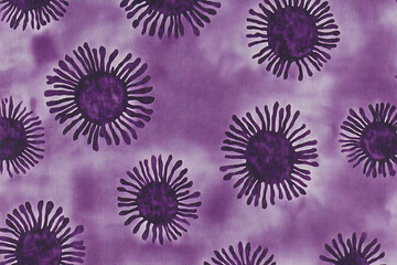 abstract purple fabric pattern with radial burst design repeating across the surface