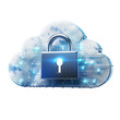 © Gomez - Cloud with lock icon, secure cloud storage concept, isolated on white background
