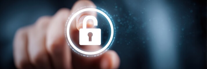 Aufkleber - Hands Secure Digital Lock Surrounding Profile Icon With Empty Upper Area Indicating Focus on Cybersecurity and Data Protection