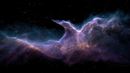 Wall Mural - Vivid nebula in deep space with colorful dust and stars illustration