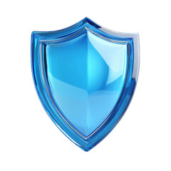Wall Mural - abstract blue glass shield icon digital security protection graphic design element for website and a