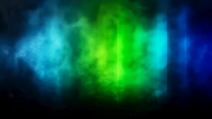 Wall Mural - Rainbow Colored Smoke Cloud in Dark Atmosphere, seamless looping video background