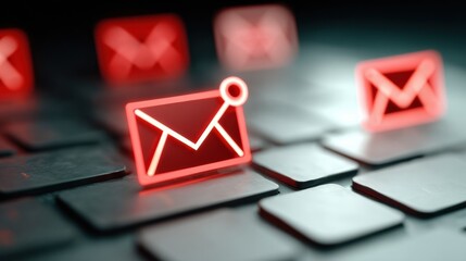 Fototapete - Email Inbox With Scam Messages Highlighted in Red While Most Messages Remain Clean and Organized