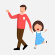 © USWATUL - vector of a father with his daughter, depicting family love, nurturing, bonding, protection and happy childhood moments. Happy family concept