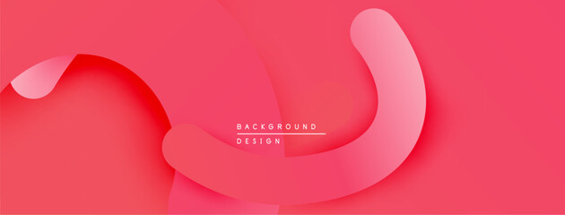 Fototapete - Abstract pink background. Overlapping layers create depth, smooth curves, modern design. Minimalist aesthetic, vibrant color palette.