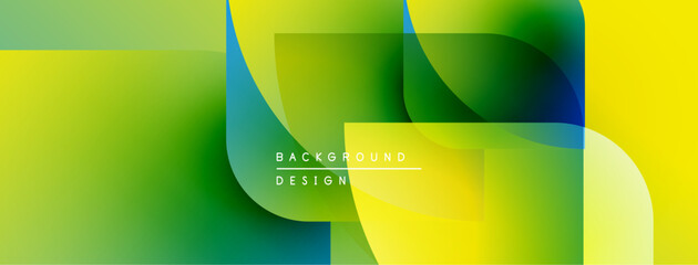 Fototapete - Abstract geometric background. Vibrant yellow, green gradients overlap creating modern design. Smooth transitions, dynamic composition.