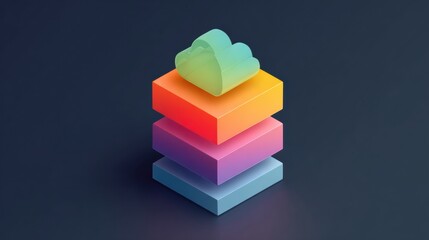 Aufkleber - Cloud Computing Service Layers in a Modern Stacked Block Design With Technology Colors
