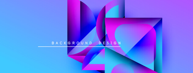 Aufkleber - Abstract geometric shapes, vibrant blue purple gradients. Modern design element, suitable for banners or backgrounds. Minimalist aesthetic.
