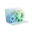 © Thipsuda - Laptop gear technology digital 3D blue green innovation modern