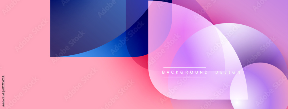 Abstract pink background. Overlapping shapes create dynamic visual effect. Modern design elements present smooth gradients.