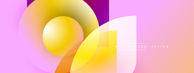 Aufkleber - Abstract design features vibrant yellow sphere, pink gradients. Modern aesthetic suitable for backgrounds, presentations. Minimalist style.
