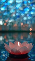 candle on water, bokeh background