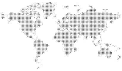 Dotted world map vector with a modern infographic aesthetic. Covers all continents with clear visual structure. Realistic vector dotted world map feathering abstract country boundary