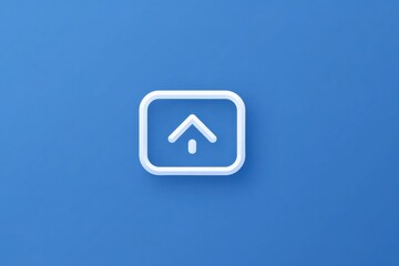 Aufkleber - Upload Icon Stuck in Motion With Open Side Against a Blue Background Highlighting Digital Activity